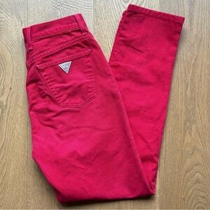 GUESS VINTAGE 90s Straight Leg Red Denim -  Vintage Size‎ 31 (Current 28) - EUC